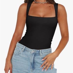 NWT Black Bodysuit Square Neckline Size: L